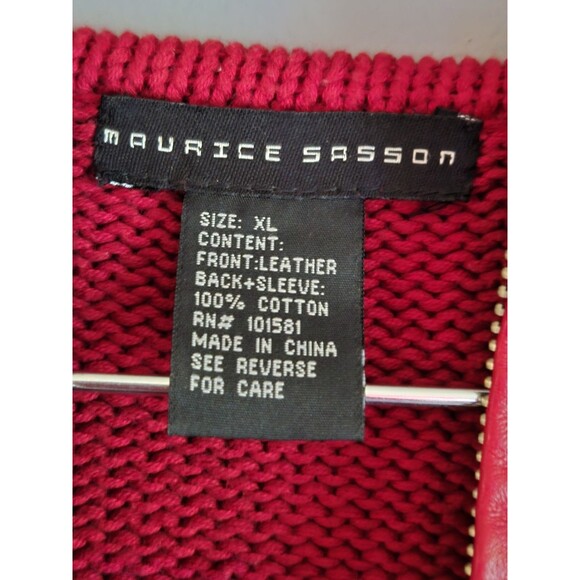 Maurice Sasson Women’s Leather Knit Cotton Jacket Sz XL Y2K 00s Edgy Streetwear - Picture 8 of 12